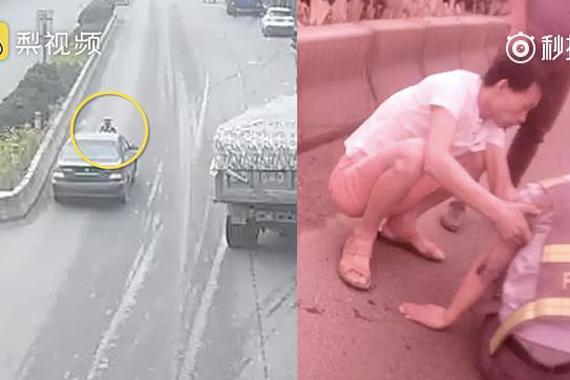 无牌车司机为逃检查，拖行撞飞民警