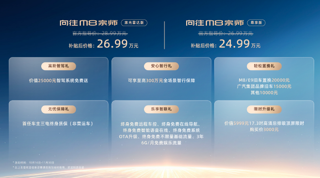 24.99万元起 传祺向往M8宗师正式上市