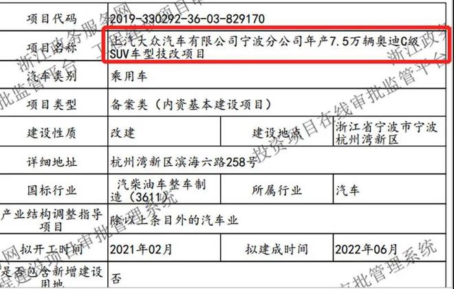 上汽奥迪确认投产一款中大型SUV 有望2022年底亮相