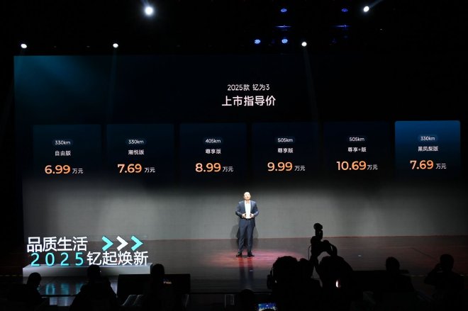 指导价6.99-10.69万元 2025款钇为3正式上市