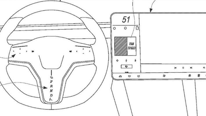 特斯拉方向盘专利：带有触摸屏/具触摸反馈功能