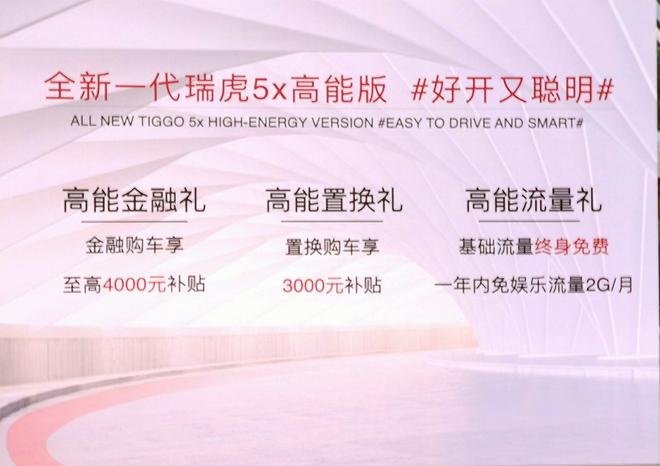 全新动力总成 全新一代 瑞虎5x高能版 上市 售价7.99-9.59万元