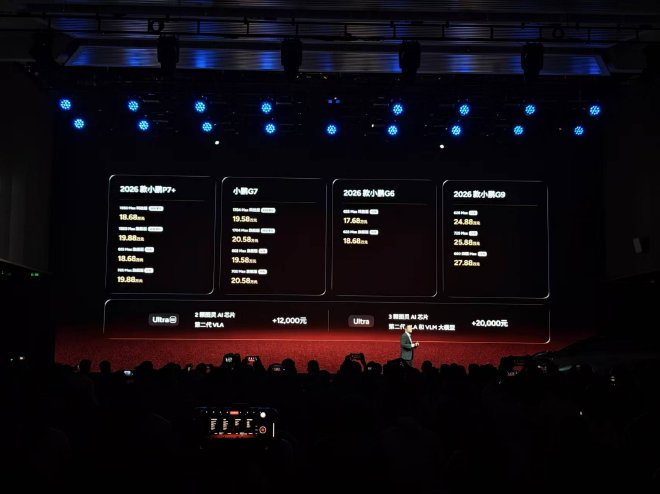 新年首发 小鹏汽车2026款P7+/G9/G6/G7上市