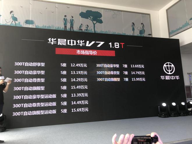 华晨中华V7 1.8T运动版上市 售价12.49万起