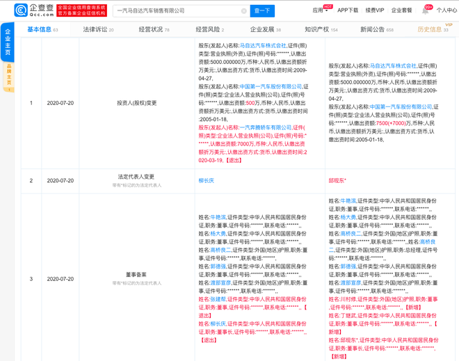 人事|柳长庆卸任一汽马自达法定代表人 邱现东接任