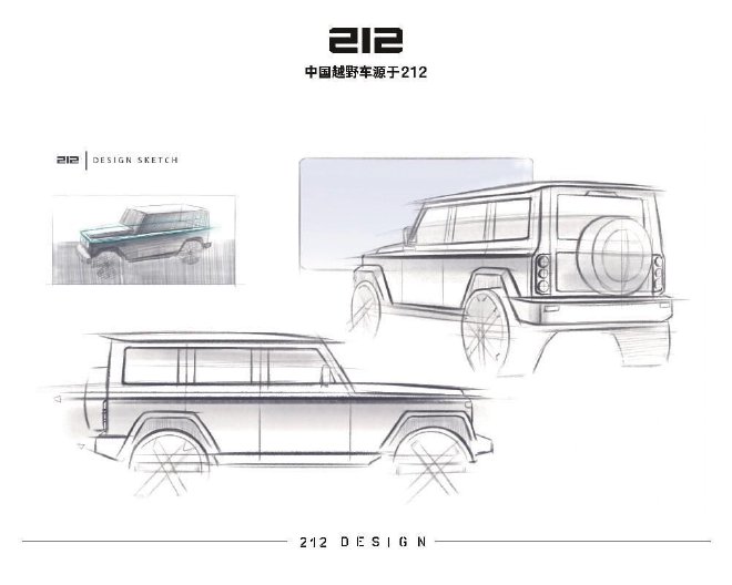 212越野车首次发布全新车型设计手稿