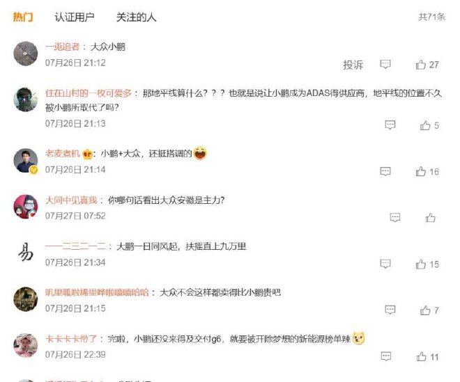 车圈热搜 小鹏获大众7亿美元投资 平均2.5辆新能源车一根充电桩