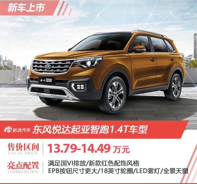 东风悦达起亚智跑1.4T车型上市 售13.79-14.49万