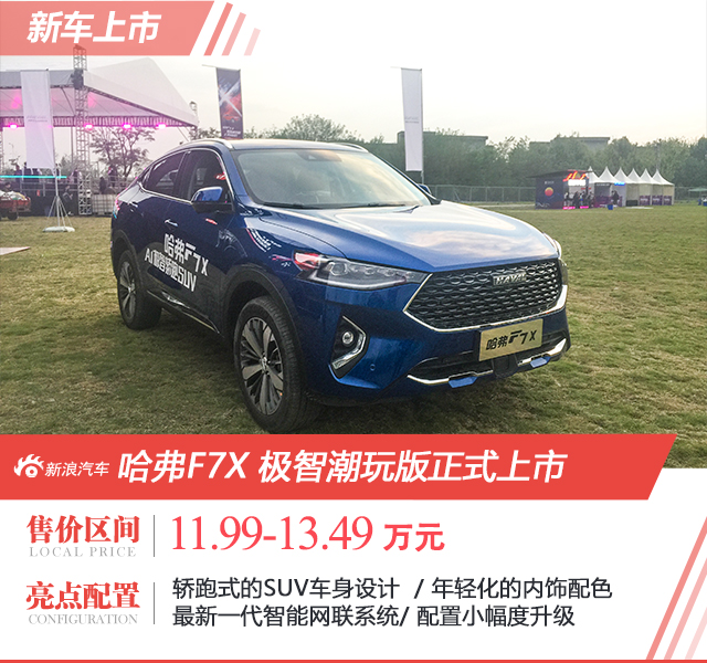 哈弗F7x极智潮玩版上市 售11.99-13.49万元