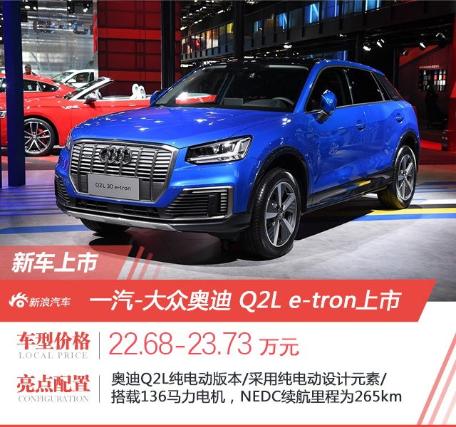 奥迪e-tron/Q2L e-tron正式上市 售69.28万起/22.68万起