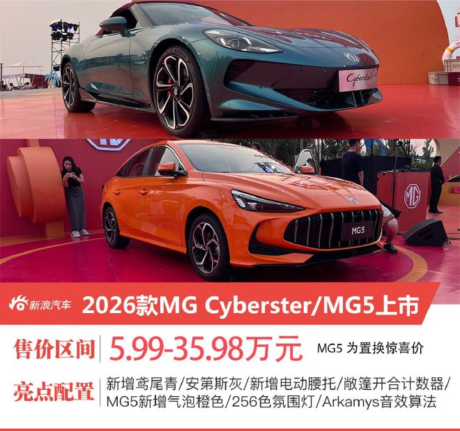 2026款MG Cyberster/新款MG5上市