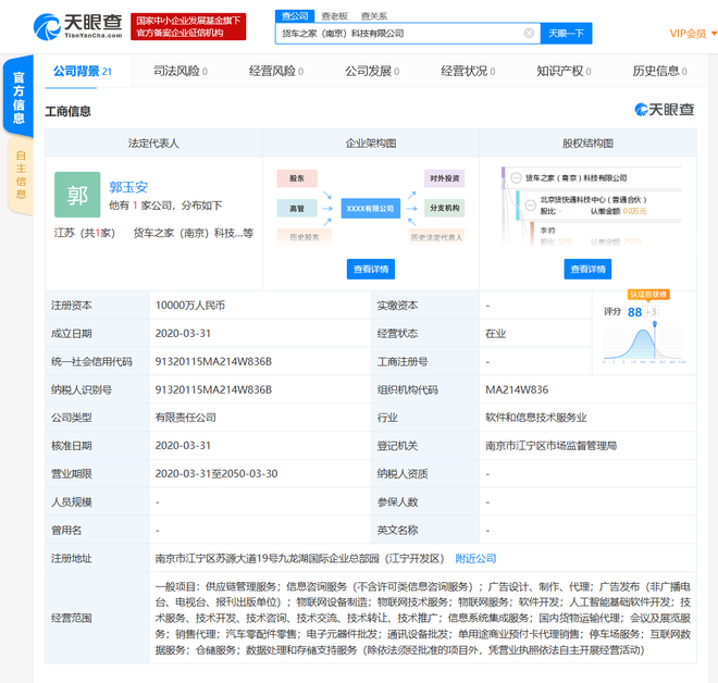 北汽福田、东风资产、吉林一汽等共同成立物联网公司