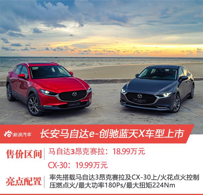 2.0L压燃发动机加持 马自达3昂克赛拉及CX-30售价18.99/19.99万元