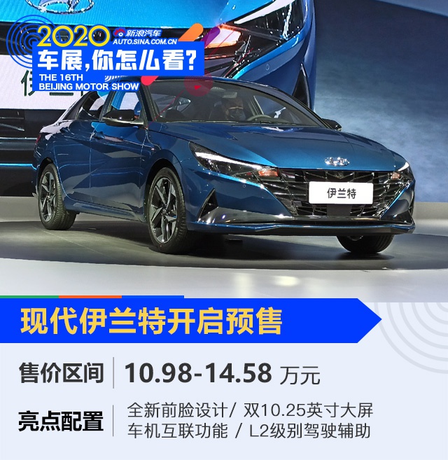 2020北京车展：全新家族风格 全新伊兰特预售10.98-14.58万元
