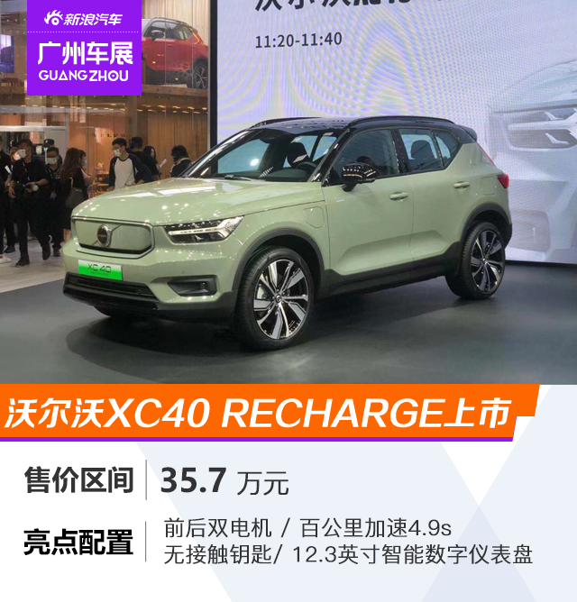 2020广州车展：综合补贴后售价35.7万元 沃尔沃XC40 RECHARGE正式上市