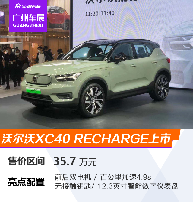 2020广州车展:综合补贴后售价35.7万元 沃尔沃XC40 RECHARGE正式上市