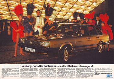 上世纪80年代初期，大众桑塔纳在西欧上市时的一组广告。