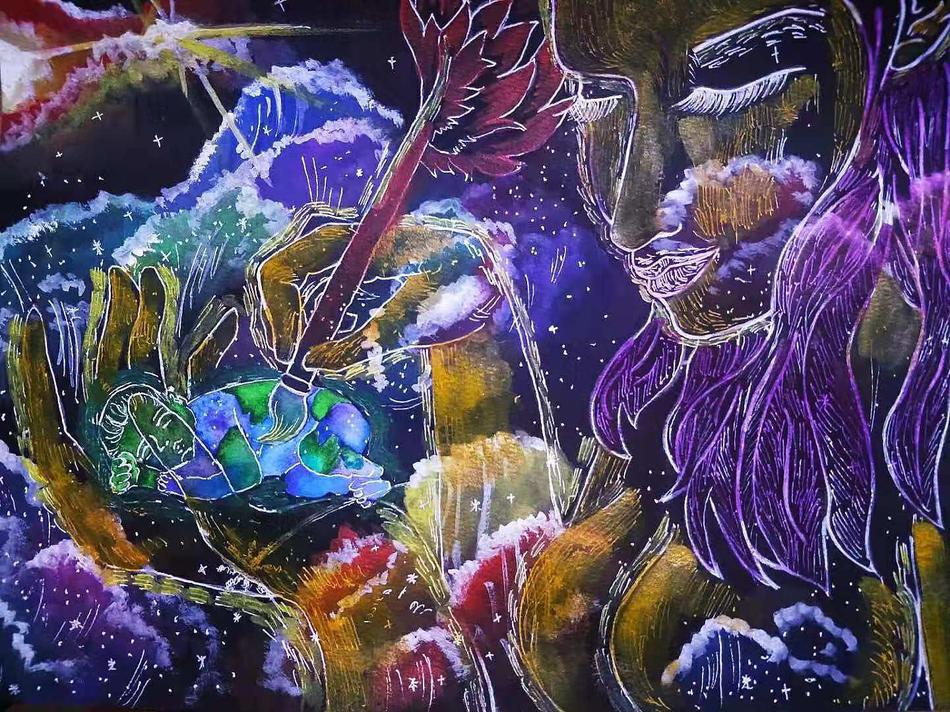 作者：张田琳。从六岁开始妈妈给我在幼儿园报名上画画课，听妈妈说本来想培养我的耐心和专注力，没想到把我的画画潜力发掘出来了。我的梦想是未来成为一名集绘画、唱歌、跳舞、表演等等等等于一身的世界级全能艺术家！