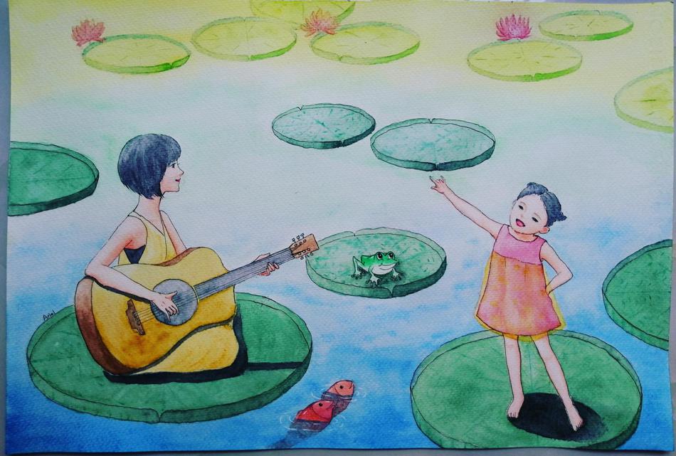 作者：Ariel。一个四岁小淘娃的妈妈。爱绘画，爱美食，爱音乐，爱摄影……愿绘画让我和画友们的生活更加充实多彩，也愿我的小缪斯女神以后能和我一起畅游绘画艺术的海洋。