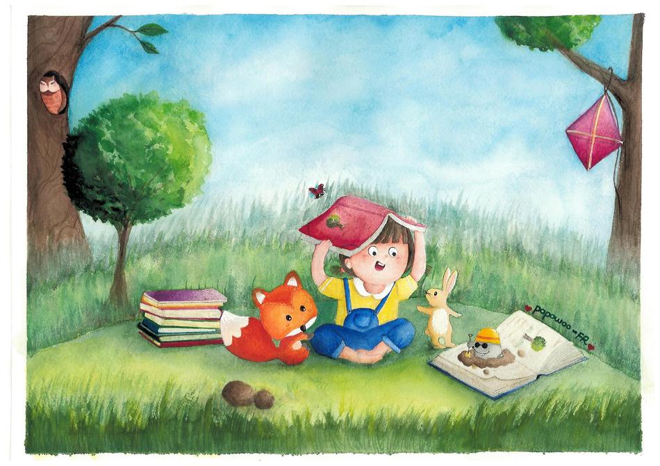 作者：Popowoo。85后全职妈妈，坐标法国，家有4岁半和1岁半的姐弟俩。希望我的孩子们一如既往喜欢妈妈的画，希望他们今生长久与树为伴、以书为友，自在满足。