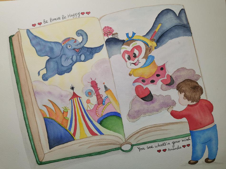 作者：Amanda。两个男孩的职场妈妈，办公室一族。30多岁才开始第一次学画画，意外发现画画能解锁所有工作和生活的压力。