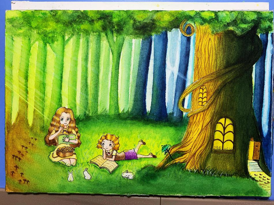 作者：丁倩倩。一名小护士，爱好画画，音乐，烘焙。希望学到老，画到老，把美术这个爱好永远坚持下去，画出更多更好的画！