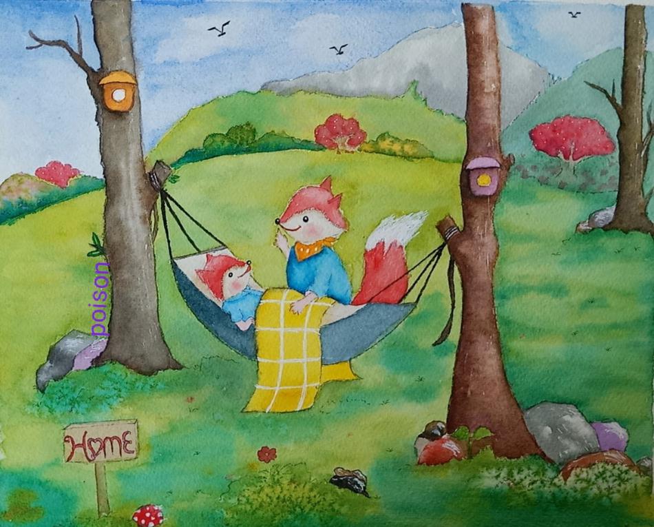 作者：Poison。来自杭州的一位全职妈妈。画画让我原本单调的带娃生活变得绚丽多彩，让我拥有了一双发现美的眼睛，同时从和孩子相处的点点滴滴中，我有了更多的画画的灵感，和孩子一起画画，一起讨论，一起成长，让亲子关系更加和谐。