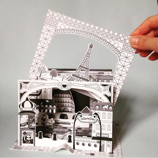 【爱丽丝手工书做法:3D纸画书】