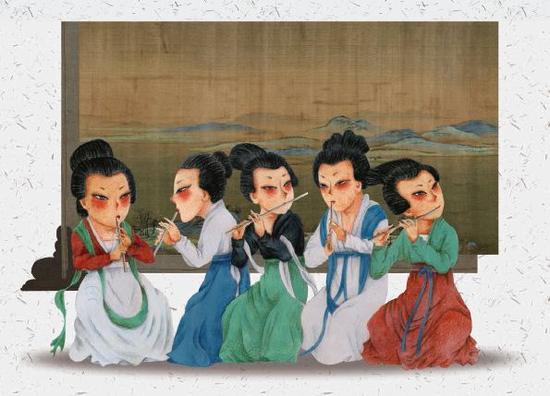卡通版《韩熙载夜宴图》(《大师名画全知道•中国传世名画》插图)