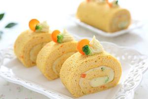 健康低热的蔬菜蛋糕卷--胡萝卜土豆泥蛋糕卷(图)