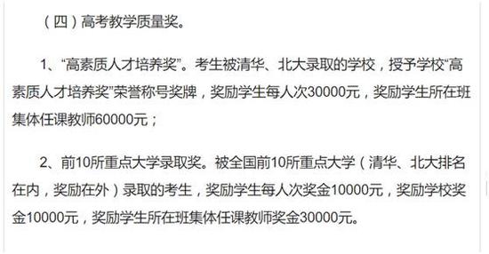 ▲图为某县的嘉奖标准