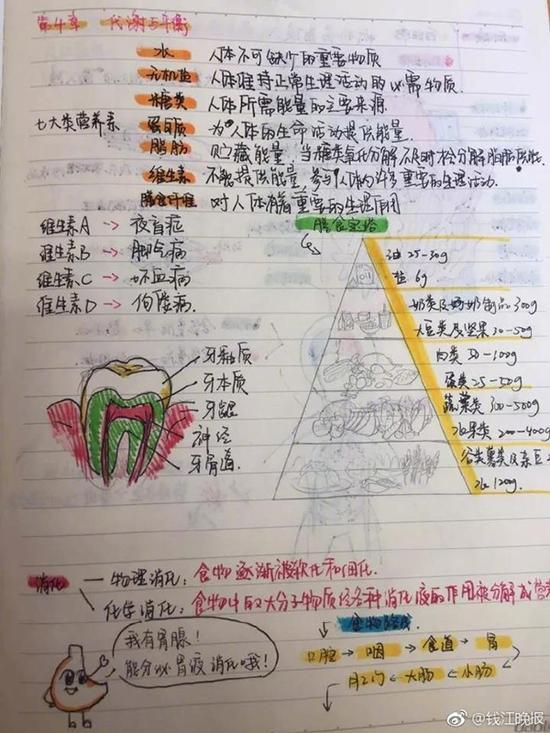 钱烨楠的科学笔记。钱江晚报 微博 图