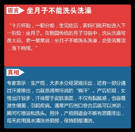 谣言：坐月子不能洗头洗澡