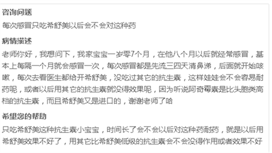 宝宝每次感冒都吃希舒美会不会产生耐药性?