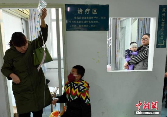 资料图:等待治疗的小患者。中新社记者 翟羽佳 摄