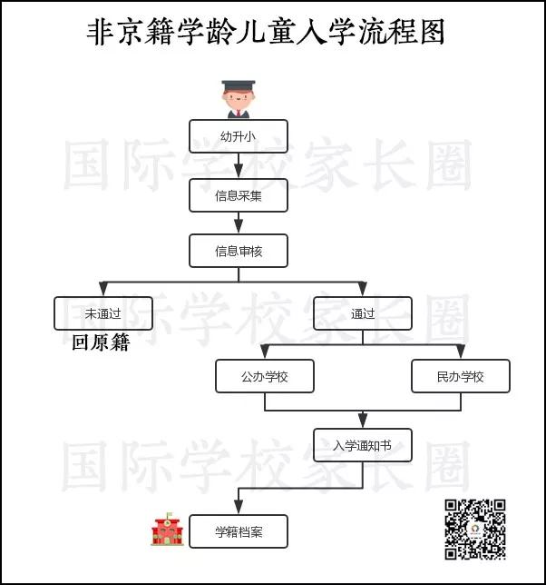 非京籍学龄儿童入学流程图 国际学校家长圈制作