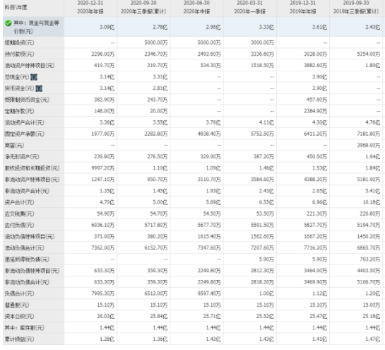 　　（500彩票网2020年资产负债情况）