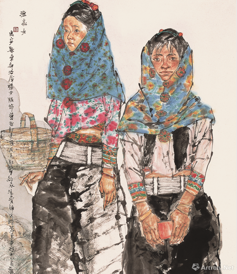 渔家女(局部) 李洋 纸本水墨 180x96cm 2016