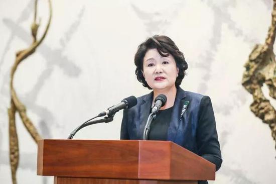 ▲韩国总统夫人金正淑致辞