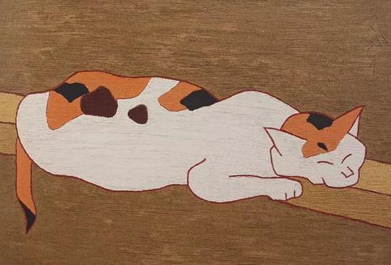 《猫》,1965-年,熊谷守一,爱知县美术馆藏