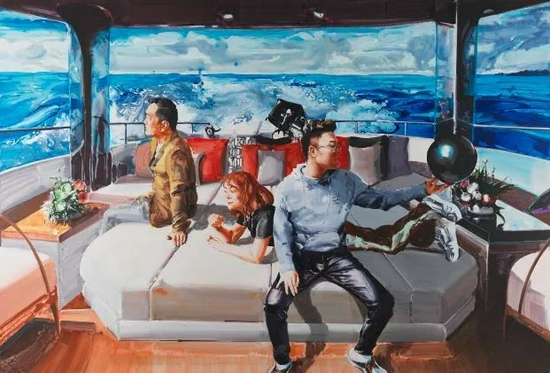 参展作品:《带着爸爸去旅行》 200×300CM 布面丙烯 2021(图片由王承云工作室提供)