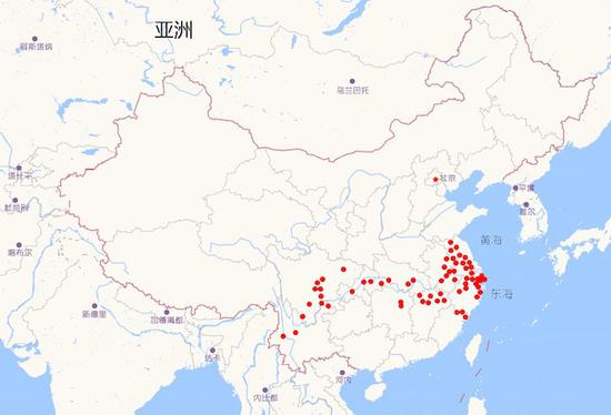 中国3世纪前后佛教造像集中分布图