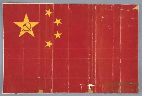 中华人民共和国国旗设计原稿，中国国家博物馆藏（资料图）