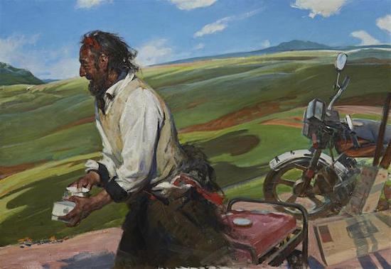全山石《拉萨归来》布面油画,105cm×152cm,2011年