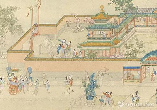 清 丁观鹏 仿仇英汉宫春晓图(局部)
