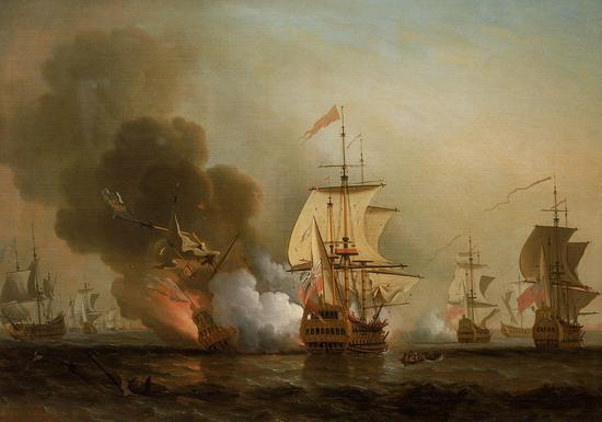 Action of Cartagena by Samuel Scott中间是“圣荷西号”。藏于英国国家航海博物馆