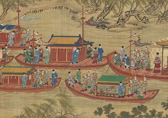 台北故宫古画动漫讲述明代皇帝骑马出京与坐船