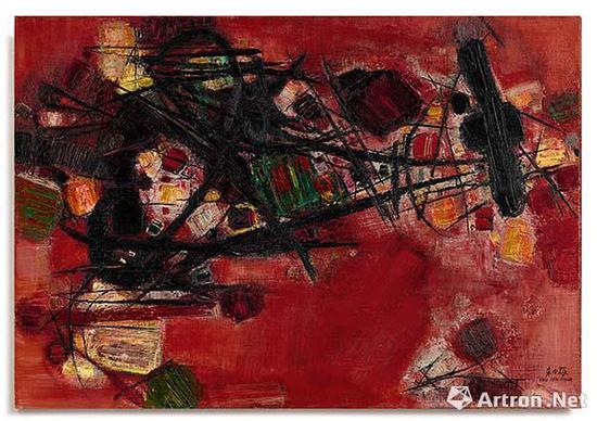 朱德群《红肥绿瘦》 油画画布 87 x 116cm 1959 年作 成交价:6155.4万港元