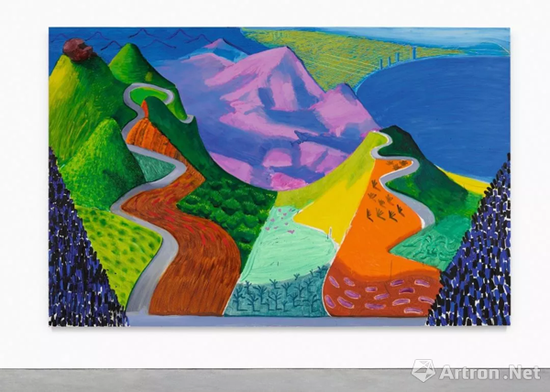 大卫-霍克尼(David Hockney)《太平洋海岸公路与圣塔莫尼卡》 油彩画布 198.1 x 304.8 公分 1990 成交价:2845.3万万美元