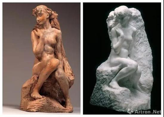 左:《Jeune fille à la gerbe, avant》,卡米耶,1887